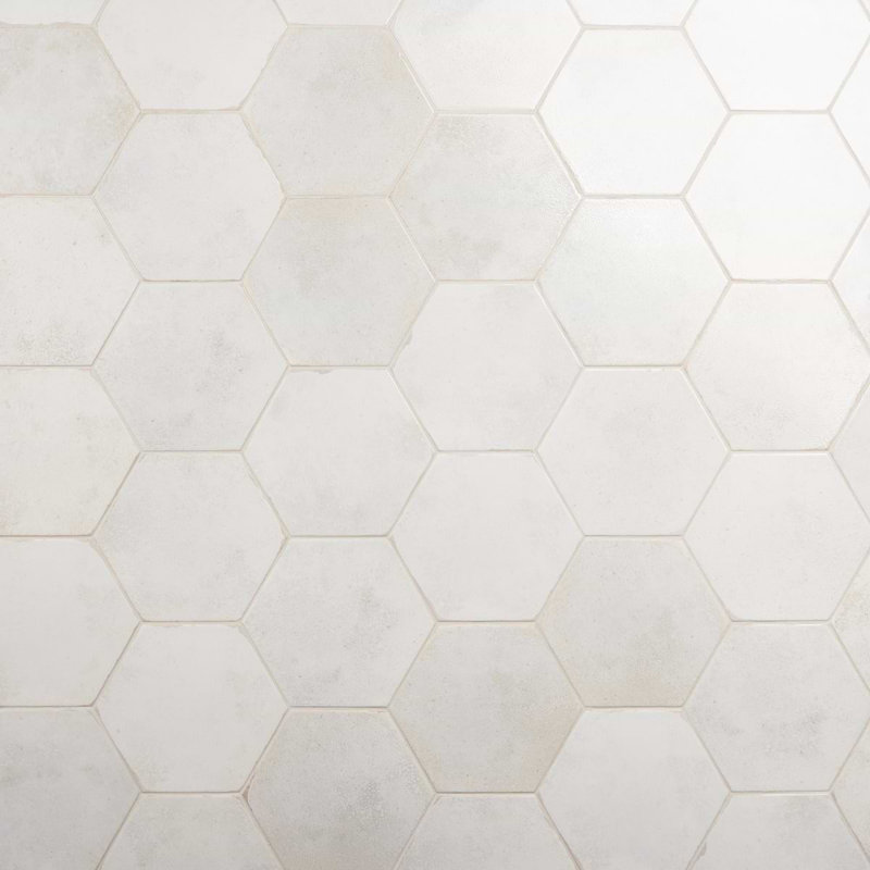 Kalay 9" Hexagon Polished Porcelain Tile, White