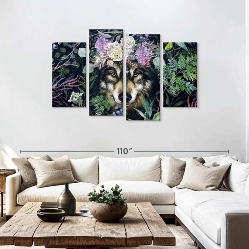 Couronne florale de loup Brampt, H 48 po x l 75 po