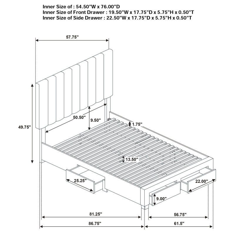 Lit double avec rangement Wheatland, Full / Double