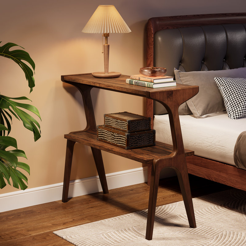 Side Table with Storage, Rustic Brown