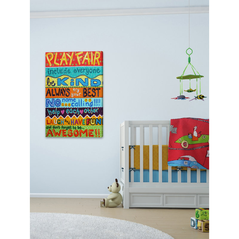 «Guynn Playroom Rules II», reproduction sur toile tendue, H 18 po x l 12 po