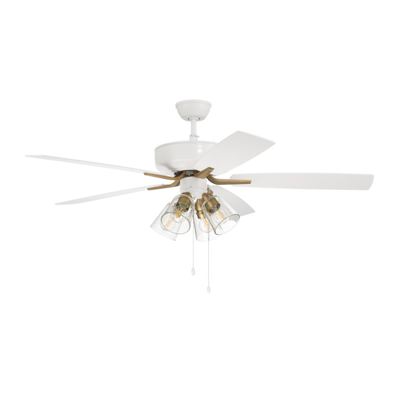Ventilateur de plafond standard à DEL à 5 pales de 52 po Pro Plus avec chaîne de traction et ensemble d'éclairage inclus