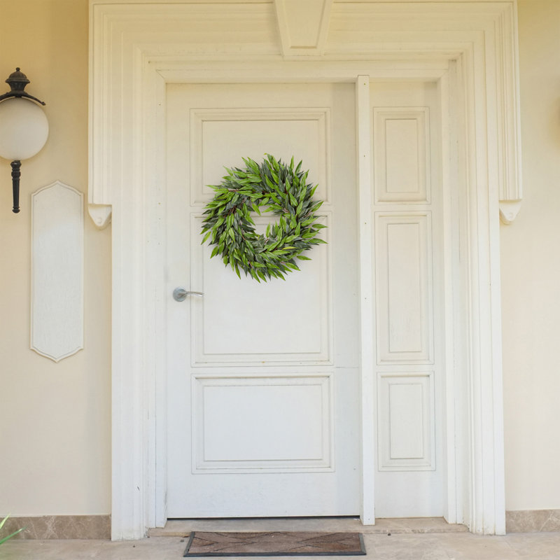 Couronne en polyester Ficus Microphylla, H 18 po x l 18 po x P 3 po