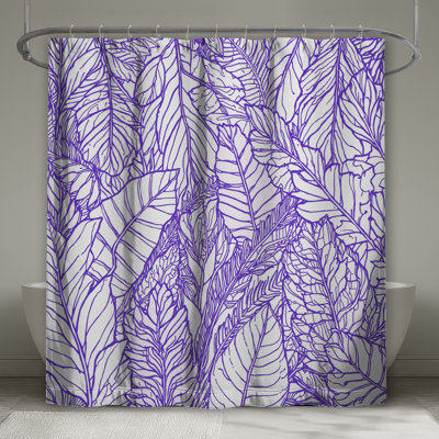 Purple Leaf Illustration Shower Curtains Extra Long