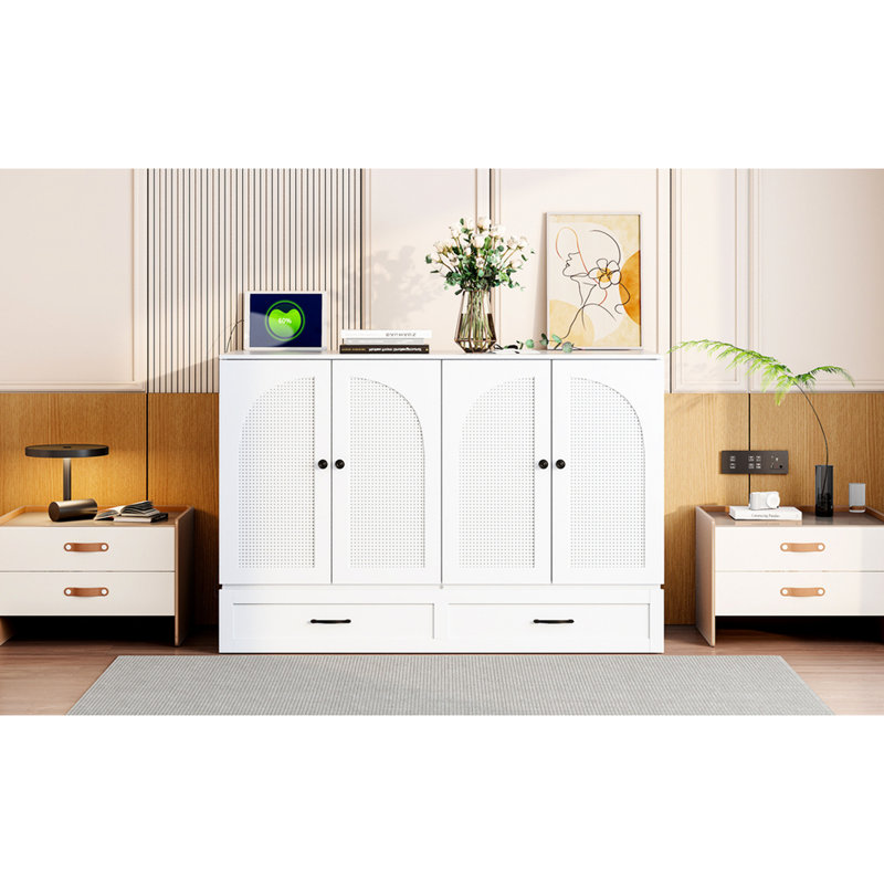 Lit blanc avec une grande capacité de tiroir - Maximisez l'utilisation de la pièce dans les petites maisons. Pleine grandeur pour un sommeil réparateur. Rangez facilement les coussins, les vêtements et les vêtements. Conception. Chargement. Assemblage rapide. 75,1 po de longueur X