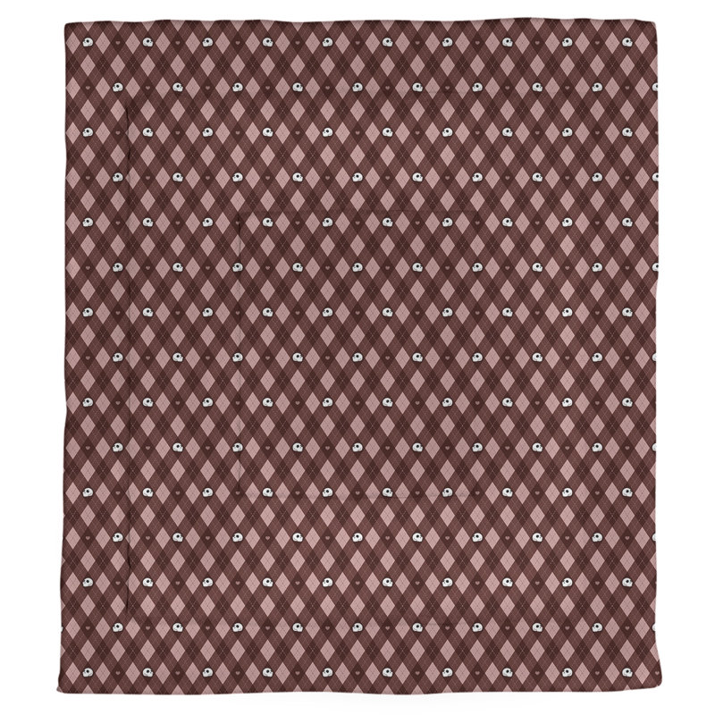 Édredon réversible simple Katelyn Elizabeth Argyle Skulls, Édredon simple, Rouge