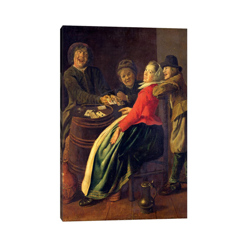 A Game Of Cards by Judith Leyster - Wrapped Canvas Painting, 20.32 cm H x 30.48 cm W