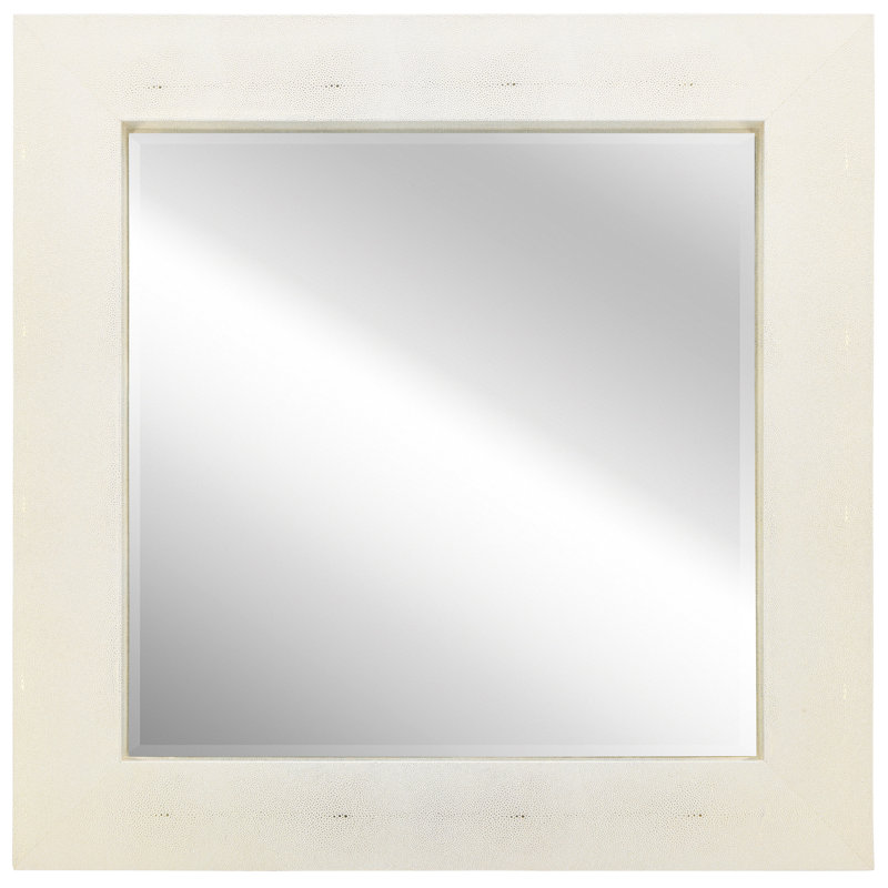 Torbert Square Leather Mirror, Gold/White