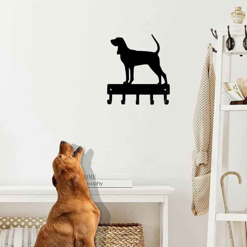 Ensemble de crochets muraux rétro Vintage Coonhound - Rustique - 1 pièce - Rangement - Noir