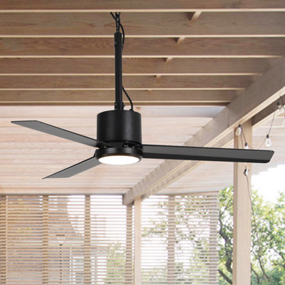 Ventilateur de plafond 42 po intérieur et extérieur à intensité variable IP65 avec 3 lumières à DEL et télécommande, ventilateur de plafond réversible à 6 vitesses