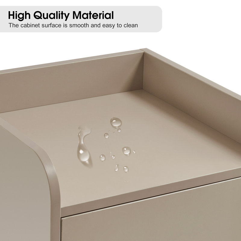 Juwaan Handless Accent Storage Cabinet with Drawer, Beige