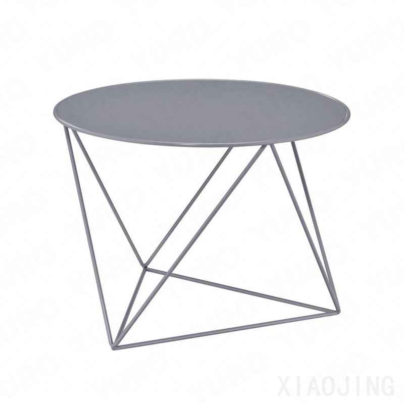 Table de bout ronde en métal avec finition grise, 17" H x 23" L x 23" W