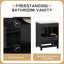 Meuble-lavabo sur pied simple 24 po avec lavabo en céramique, charnières et tiroirs à fermeture en douceur-1098865785-1098865732