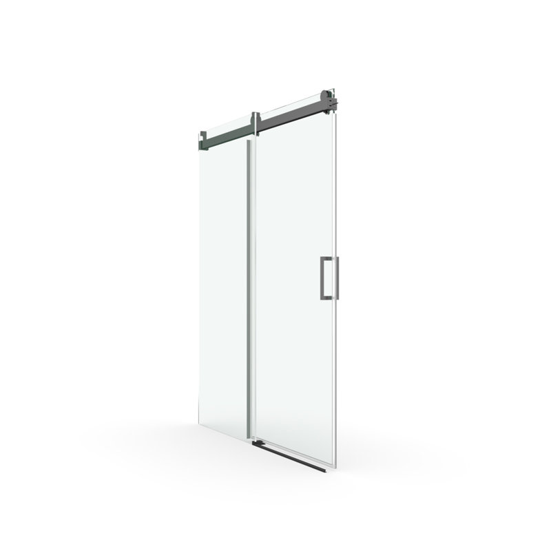 Matte Black Frameless Sliding Shower Door with Tempered Glass