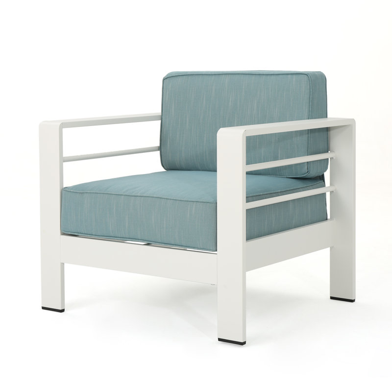 Caggiano Aluminum Outdoor Lounge Chair, Teal