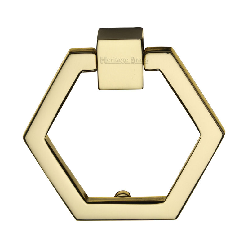 Heritage Brass Heritage Cabinet Drop Pull Hexagon Design, Polished Brass