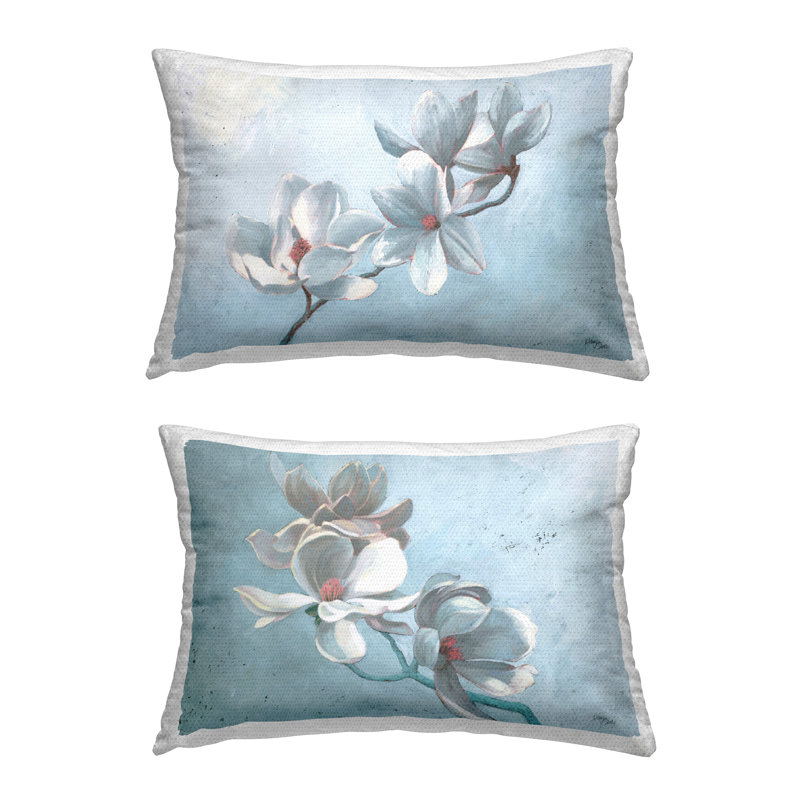 Coussin décoratif simple imprimé branche de magnolia en fleurs par Wellington Studio (ensemble de 2)