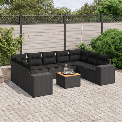  Ensemble de canapé de jardin noir