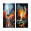 Impressionniste Cosmic Rocket Ship Voyage - Rocketship, ensemble d'art mural sur toile-859974762-859974767