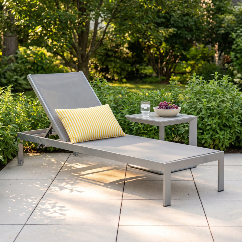 Harleen Outdoor Metal Chaise Lounge Set with Table