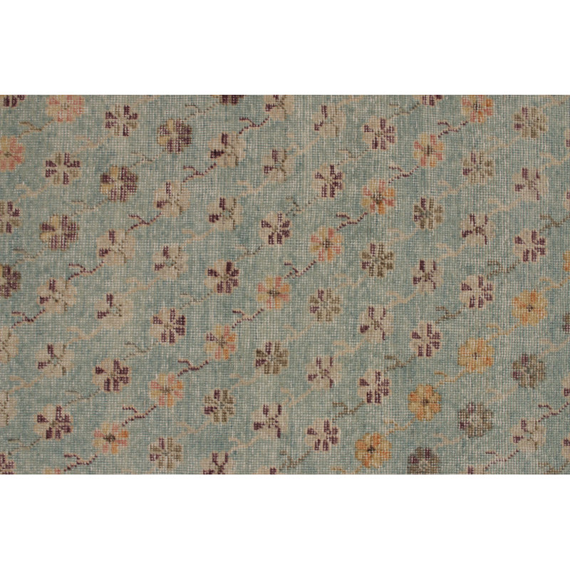 Distressed Homage Hand Knotted Wool Floral Area Rug, Runner 3' x 12'