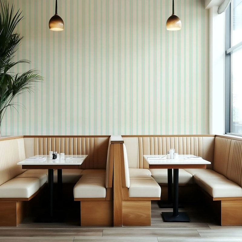 Miami Stripe Mini - Wallpaper, South Beach Teal, Faux Grasscloth, Non-Pasted