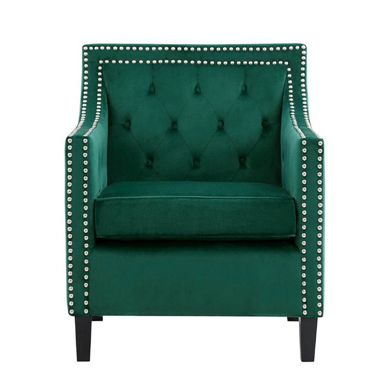 Khodyn 29.5" Accent Chair - Velvet Chair, Refined Nailhead Trim Accents, Luxurious Velvet Upholstery, Forest Green Velvet