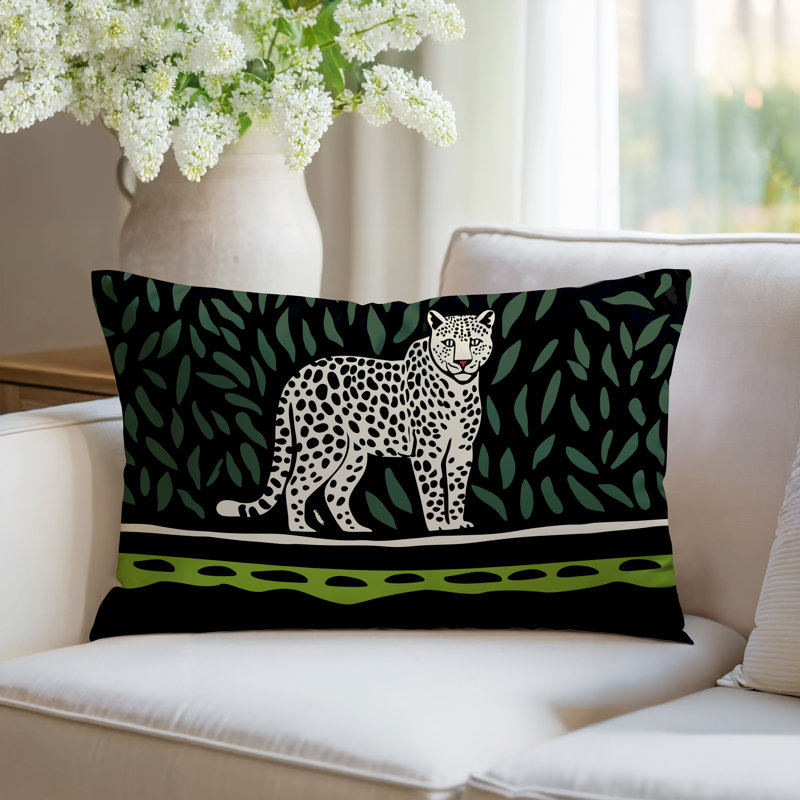 Hota Leopard Reversible Indoor/Outdoor Rectangle Pillow, Rectangle 18"H x 25"W, Chartreuse