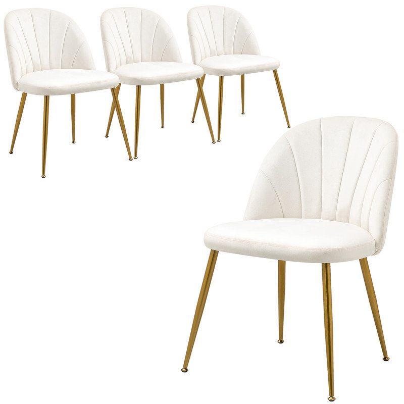 Velvet Upholstered Stacking Side Chair (Set Of 4), White