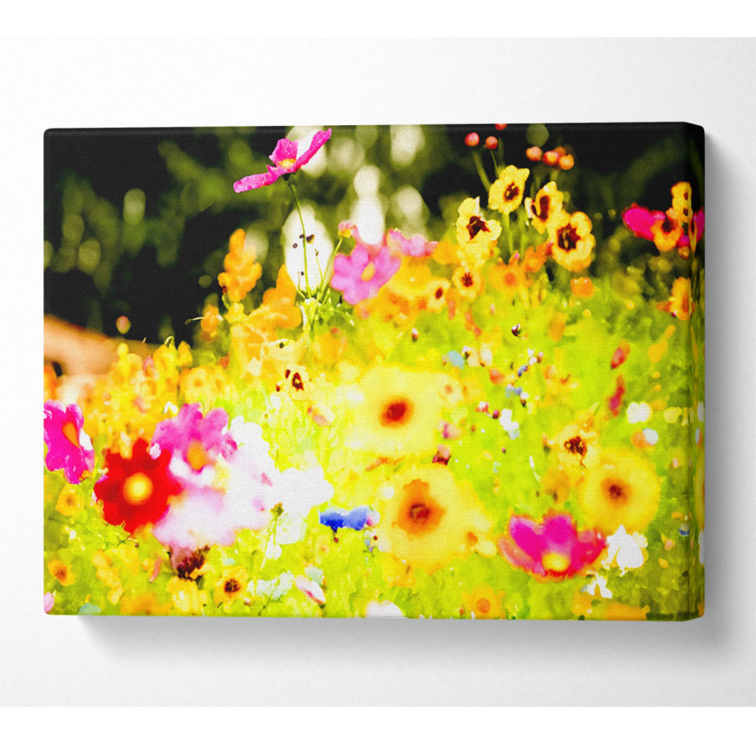 Lebendige wilde Regenbogenblumen - Kunstdrucke auf Leinwand - Wrapped Canvas