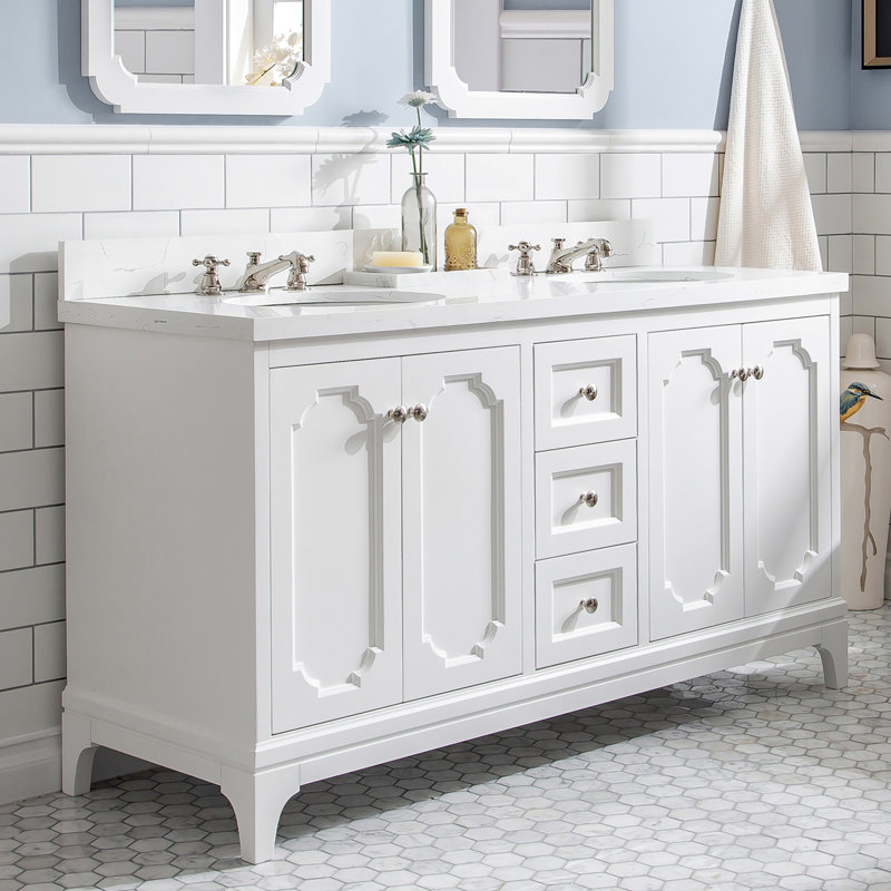 Ensemble de meuble-lavabo double 60 po Ahanu, Blanc