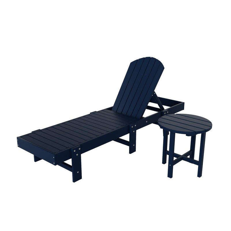 Altura Outdoor Chaise Lounge with Table, Navy Blue