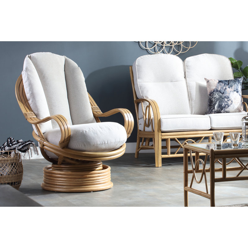 Gibney Wicker Rocking Chair, Smooth Beige, Microfiber