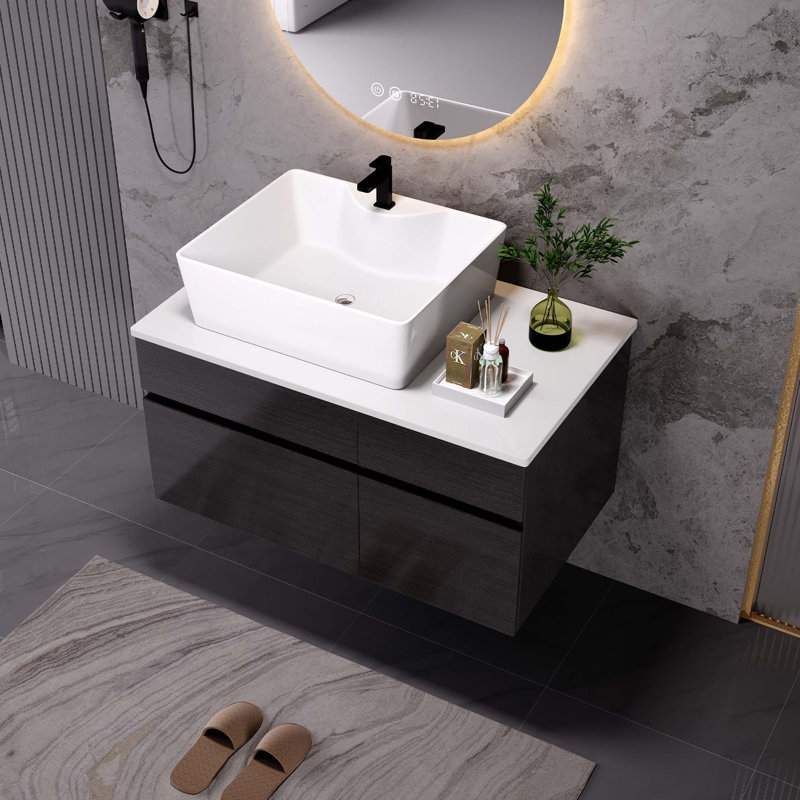 Petit meuble-lavabo flottant simple 31,5 pouces avec lavabo