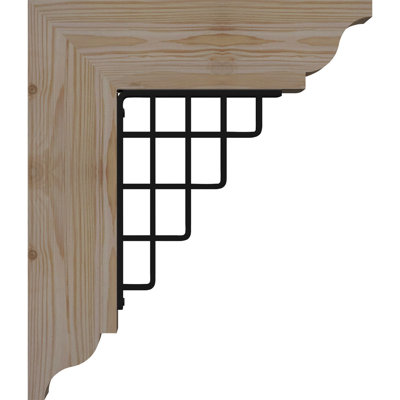 3 1/2"W x 9 1/2"D x 12"H Diane Traditional Ironcrest Smooth Bracket, Douglas Fir (2"W x 5 1/2"D x 8"H Iron Bracket)