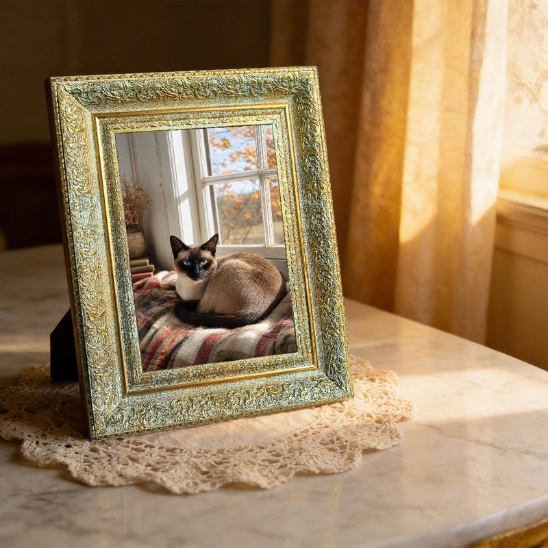 Cadre photo pour animaux de compagnie, 5" W x 7" H, Antique Gold, 1