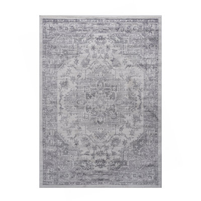 MARFI Collection 36*24 inch Silver / Oriental Doormat Rug