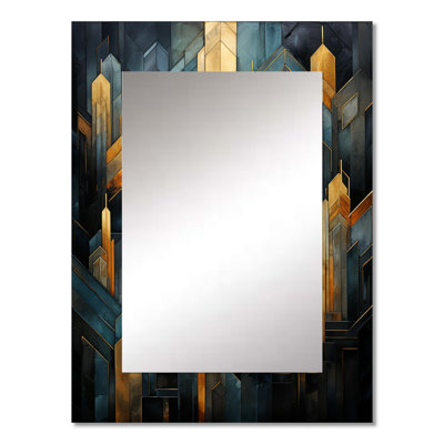 Black And Gold Geometrics Arches - Abstract Shapes Mirror, Gold Decorative Wall Mirror, Printed Metal Art