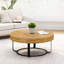 Table basse polyvalente noire avec sculpture en pin et structure en métal - pour les pieds élégants en bois noir