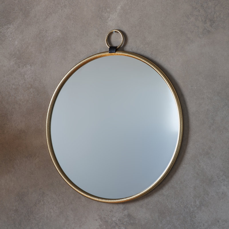 Aahil Metal Flat Wall Mirror, Gold