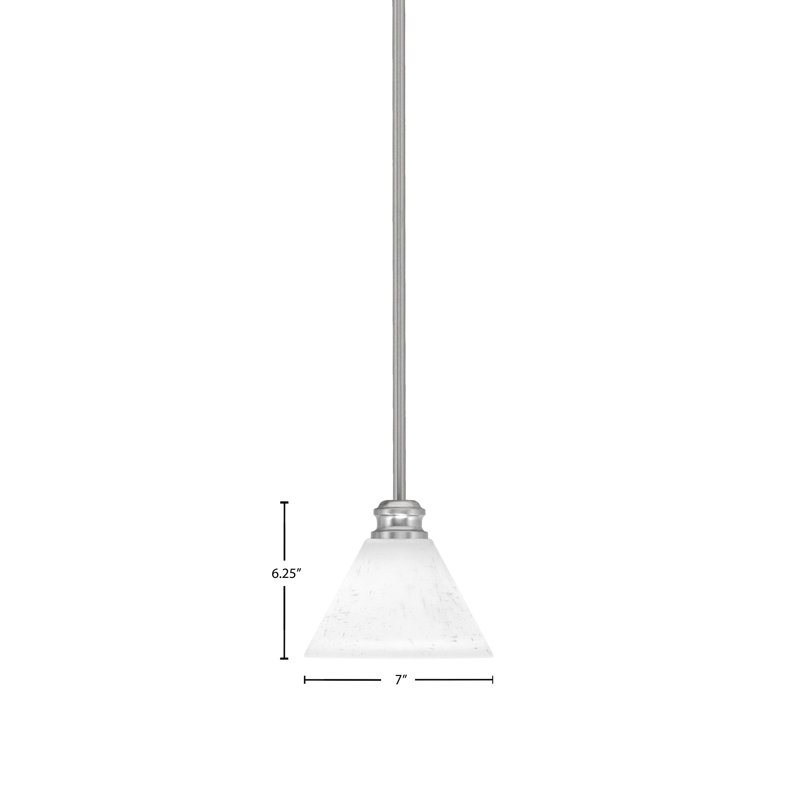 Mini-luminaire suspendu avec tige Edge et verre mousseline blanc 7 po, Nickel brossé