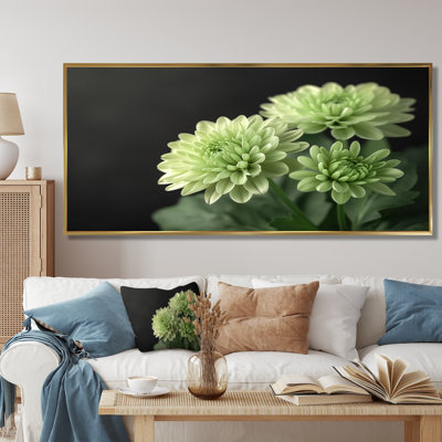 «Green Monochrom Mums Flowers Bouquet II», reproduction d'art mural