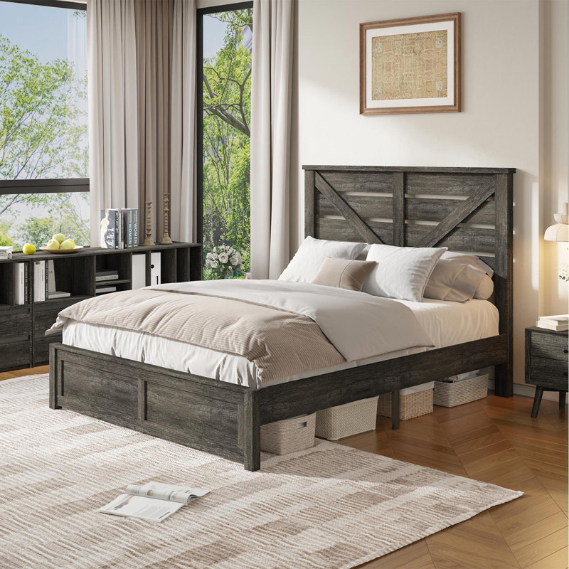 Devaya Panel Bed, Grey, Full
