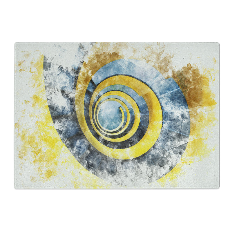 Tempered Glass Spiral Staircase Watercolour Chopping Board, 20 cm x 28.5 cm