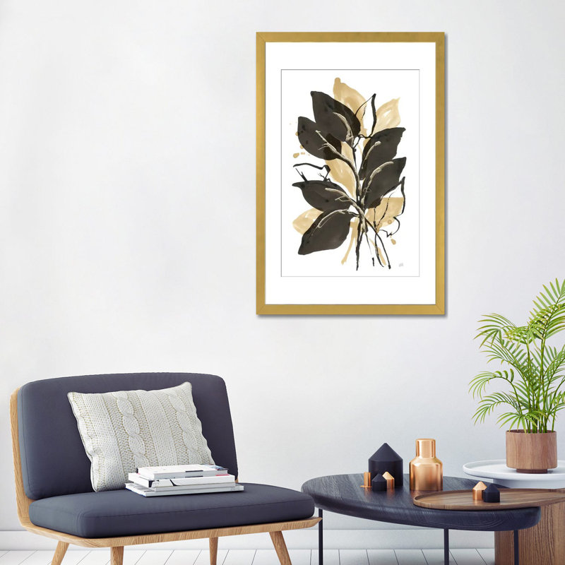 Natural Leaves II, Gold Open Corner Frame Paper, 32" H x 24" W x 1" D