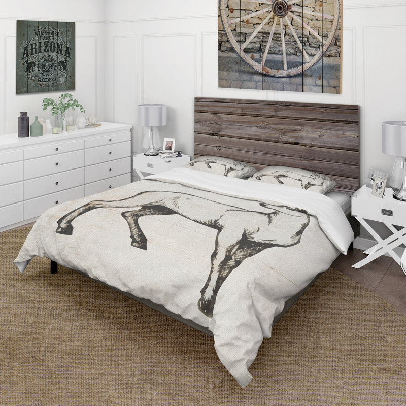 Reversible Duvet Cover Set, Full/Queen Duvet Cover + 2 Shams, White/Beige