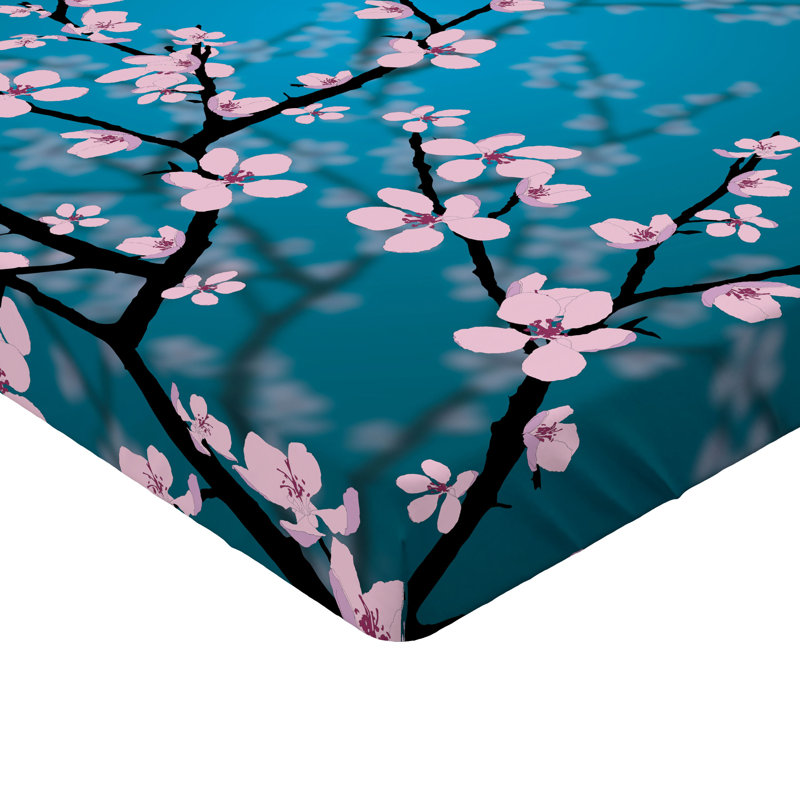 Ensemble de 2 draps-housses Ambesonne, Drap-housse simple TG, Bleu pétrole, rose pâle / floral