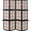 Tan And Cappuccino Folding Screen With Shelves, Improves Transitional Decor Finish 4 Panels Stylish Storage Shelves