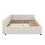 Lit de jour avec rangement et port USB, structure de lit nuage moderne avec 2 tiroirs, lit plateforme tapissier en lin-117562321