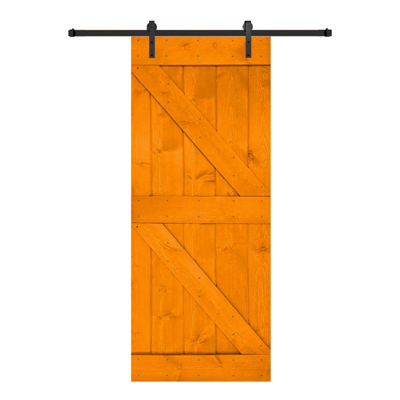Porte de grange peinte 84 po 84 po, 40 po x 84 po, Orange dorée